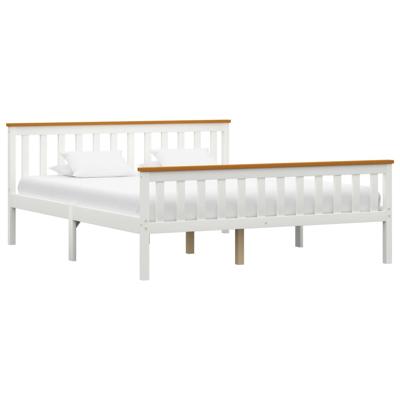 vidaXL Bedframe massief grenenhout wit 160x200 cm