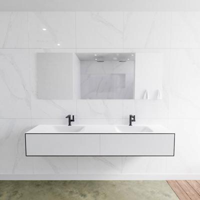 Zaro Lagom volledig naadloos solid surface onderkast 190cm mat zwart met 2 lades Push tot open. Compleet met solid surface wastafel met 2 kraangat(en) Zaro Lagom volledig naadloos solid surface onderkast 190cm mat zwart met 2 lades Push tot open. Compleet met solid surface wastafel met 2 kraangat(en)