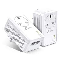 TP-Link TL-PA7027P KIT AV1000 2-Port Gigabit Passthrough Powerline Starter Kit, Data Transfer Speed Up to 1000 Mbps, Ideal for HD/3D/4K Video Streaming and Online Gaming, No Configuration Required