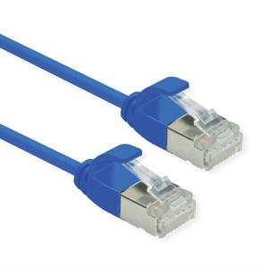 ROLINE F/UTP DataCenter Patchkabel Cat.6A (Class EA), LSOH, extra dun, blauw, 0,15 m