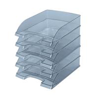 Leitz Brievenbak standaard A4, 5-pack, transparante brievenbak van premium kwaliteit, stapelbare opbergvakken als bureau-organizer, combineerbaar met Plus-serie, grijs, 52260092