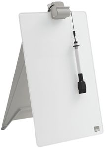 nobo Glazen notitiebord Diamond Glass Desktop (b x h) 216 mm x 297 mm Stralend wit Incl. tafelstandaard, Incl. boardmarker