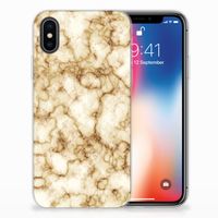 Apple iPhone X | Xs TPU Siliconen Hoesje Marmer Goud - thumbnail