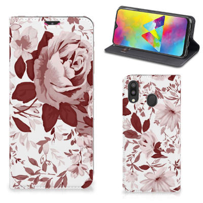 Bookcase Samsung Galaxy M20 Watercolor Flowers Bookcase Samsung Galaxy M20 Watercolor Flowers