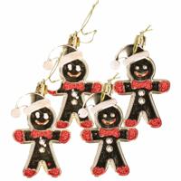 4x Kerstboomhangers Groene Peperkoekmannen 9 Cm Kerstversiering - Kersthangers