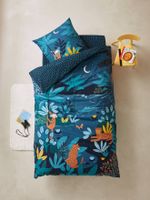 JUNGLE NIGHT kinderset dekbedovertrek + kussensloop blauw/meerkleurig