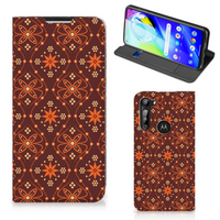 Motorola Moto G8 Power Hoesje met Magneet Batik Brown - thumbnail