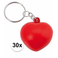 30x Stressbal sleutelhanger hartje 3,6 cm - thumbnail