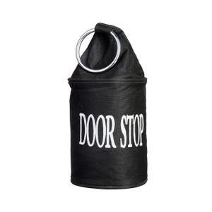 Zwarte deurstopper met ring 28 cm canvas   -