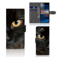 Sony Xperia 10 Telefoonhoesje met Pasjes Zwarte Kat - thumbnail