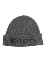 Kiton bonnet en cachemire à logo en intarsia - Gris - thumbnail