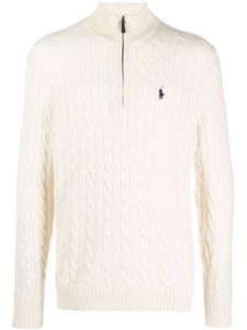 Polo Ralph Lauren logo-embroidered wool-blend jumper - Tons neutres