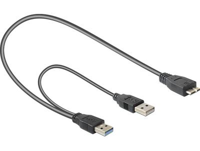 Delock 82909 Kabel USB 3.0 type A male + USB type A male > USB 3.0 type Micro-B male Delock 82909 Kabel USB 3.0 type A male + USB type A male > USB 3.0 type Micro-B male