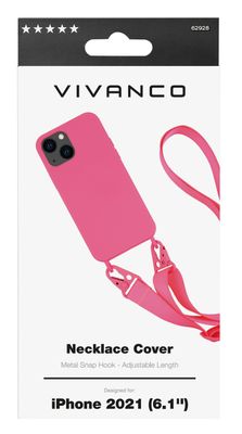 Vivanco Necklace Smartphone ketting Apple iPhone 13 Pink Inductieve lading, Stootbestendig
