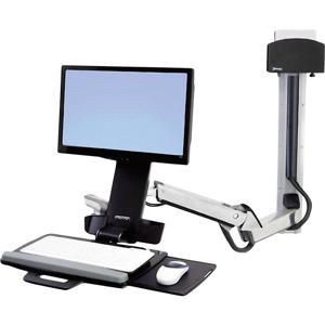 Ergotron StyleView Sit-Stand Combo System Monitor-wandbeugel 1-voudig 25,4 cm (10) - 61,0 cm (24) Zwart, Zilver Toetsenbordhouder, Kantelbaar, Zwenkbaar,