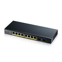 Zyxel 8-poorts Gigabit PoE Switch | Smart Managed | Tafel-/wandmontage en ventilatorloos design | 8 PoE+-poorten met een budget van 77 W en 2 SFP-poorten | VLAN, IGMP, QoS [GS1900-10HP]