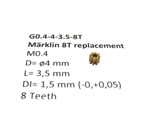 micromotor G0.4-4-3.5-8T tandwiel voor Marklin