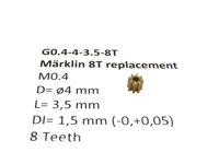 micromotor G0.4-4-3.5-8T tandwiel voor Marklin - thumbnail