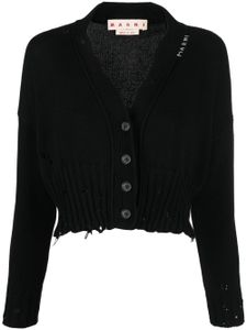 Marni cardigan crop à effet usé - Noir