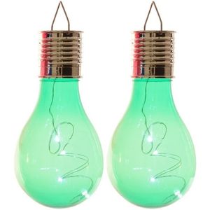 2x Buitenlampen/tuinlampen lampbolletjes/peertjes 14 cm groen   -