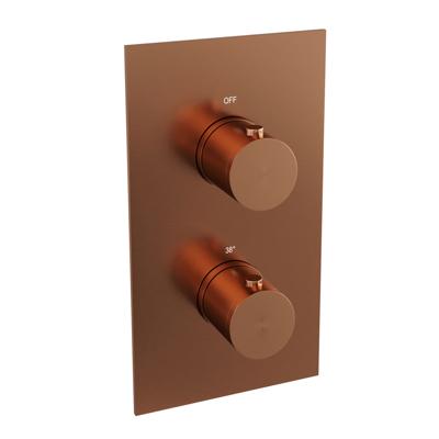 Douchekraan Brauer Copper Edition Inbouw Thermostatisch Rechthoek Geborsteld Koper PVD 2 Greeps 3-weg