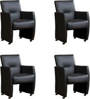 Set van 4 Donkerblauwe leren moderne eetkamerfauteuils Pleasure - Toledo Leer Pacific (donkerblauw leer) - thumbnail