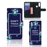 Alcatel 1S 2020 Portemonnee Hoesje Flowers Blue DTMP - thumbnail