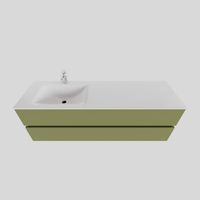 Badkamermeubel Solid Surface BWS Oslo 150x46 cm Links Mat Groen (met 1 kraangat) - thumbnail