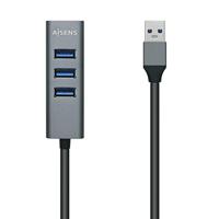 AISENS A106-0507 HUB USB 3.0 type A/M-4xtype A/H, grijs, 10 cm