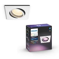 Philips Hue Centura Inbouwspot 1-Lichts - Duurzame LED Verlichting - Wit en Gekleurd Licht - Dimbaar - Verbind met Bluetooth of Hue Bridge - Werkt met Alexa en Google Home - Vierkant - Aluminium