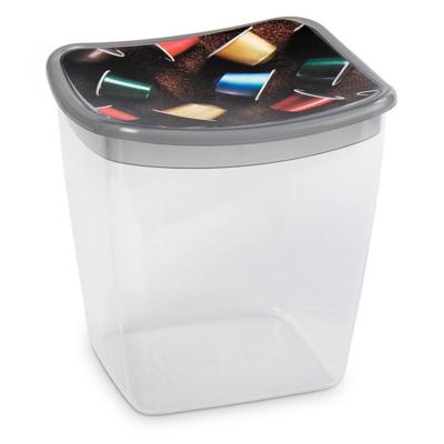 Kunststof koffiecups bewaarbakje 1,1 liter transparant/grijs - Vershoudbakjes
