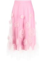 Viktor & Rolf floral-appliqué tulle midi skirt - Rose