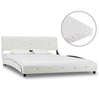 Bed met matras kunstleer wit 140x200 cm SKU: V277571