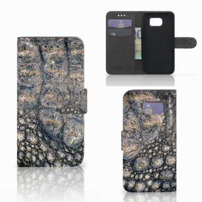 Samsung Galaxy S6 Edge Telefoonhoesje met Pasjes Krokodillenprint Samsung Galaxy S6 Edge Telefoonhoesje met Pasjes Krokodillenprint