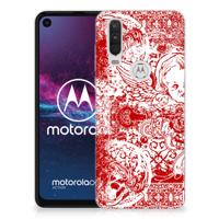 Silicone Back Case Motorola One Action Angel Skull Rood