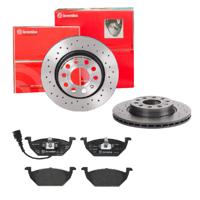 Remmenset, remschijf BREMBO, Remschijftype: Geperforeerd / Geventileerd, Inbouwplaats: Vooras, u.a. für Seat, VW, Skoda, Audi