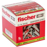 fischer DuoPower pluggen en schroeven, 8 x 40 mm, betonpluggen, 50 stuks