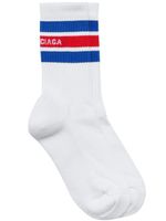 Balenciaga chaussettes rayées à logo imprimé - Blanc