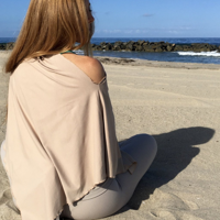 Yoga poncho kort 'Sukha' beige S/M - 110x38 cm - M