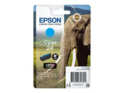 Epson Elephant Singlepack Cyan 24 Claria Photo HD Ink