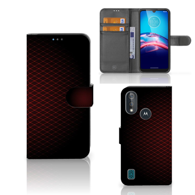 Bookcase Moto E6s Telefoon Hoesje Geruit Rood