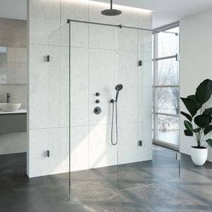 Inloopdouche Compleet XL Just Creating Profielloos 100x160 cm Gunmetal Sanitop