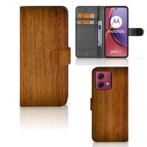 Motorola Moto G84 Book Style Case Donker Hout