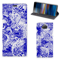 Mobiel BookCase Sony Xperia 10 Plus Angel Skull Blauw - thumbnail