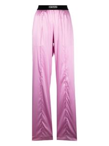 TOM FORD pantalon de pyjama en soie à patch logo - Rose