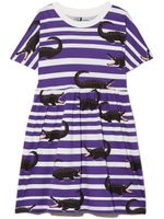 Mini Rodini robe rayée à imprimé crocodile - Violet - thumbnail