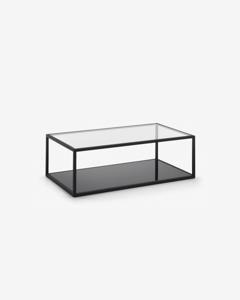 Kave Home Salontafel Blackhill Glas met zwart frame, 110 x 60cm - Vierkant