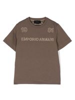 Emporio Armani Kids t-shirt en coton à logo brodé - Marron - thumbnail