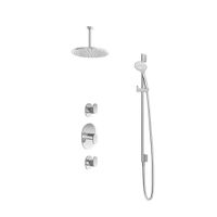 Hotbath Friendo Inbouw Regendoucheset Rond Met 2 Stopkranen, Plafondbuis 15cm, Hoofddouche 30cm, 3-Standen Handdouche En Glijstang Chroom - thumbnail