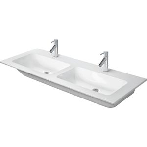 Duravit Me by starck dubbele wastafel 130x49cm 2 kraangaten met overloop wit 2336130000